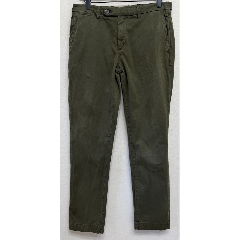 Brooks Brothers Men's Chino Pants Army Green Red Fleece Cotton Casual Slim 32x30